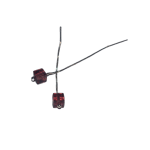 Cherry Stem 925 sterling silver threader earrings with red crystal cube drops, modern minimalist women’s jewelry