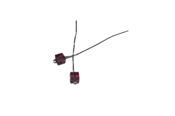 Cherry Stem 925 sterling silver threader earrings with red crystal cube drops, modern minimalist women’s jewelry