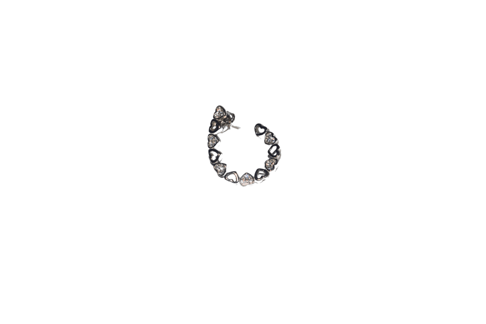 Heart Glint 925 sterling silver women’s hoop earrings with sparkling heart-shaped crystals, elegant romantic jewelry