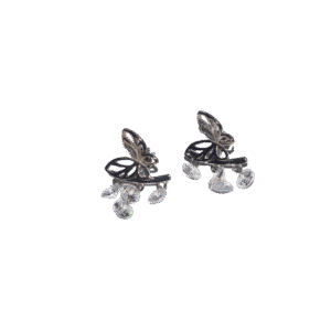 Moon Frost 925 sterling silver women’s earrings with butterfly design and sparkling crystal drops, elegant celestial jewelry