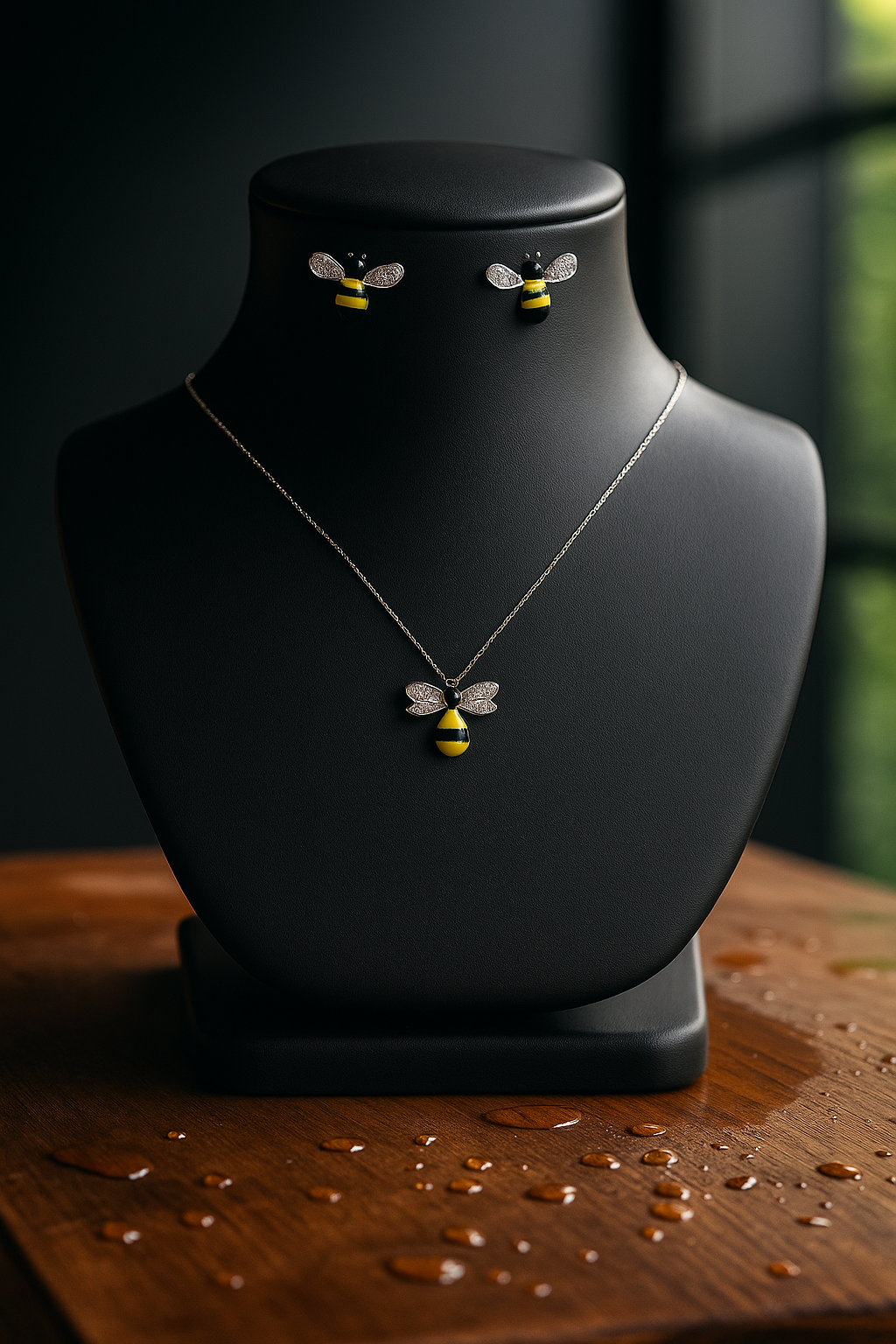 Bee Inspired Sterling Silver Necklace & Earrings Set | Elegant Women’s Jewelry