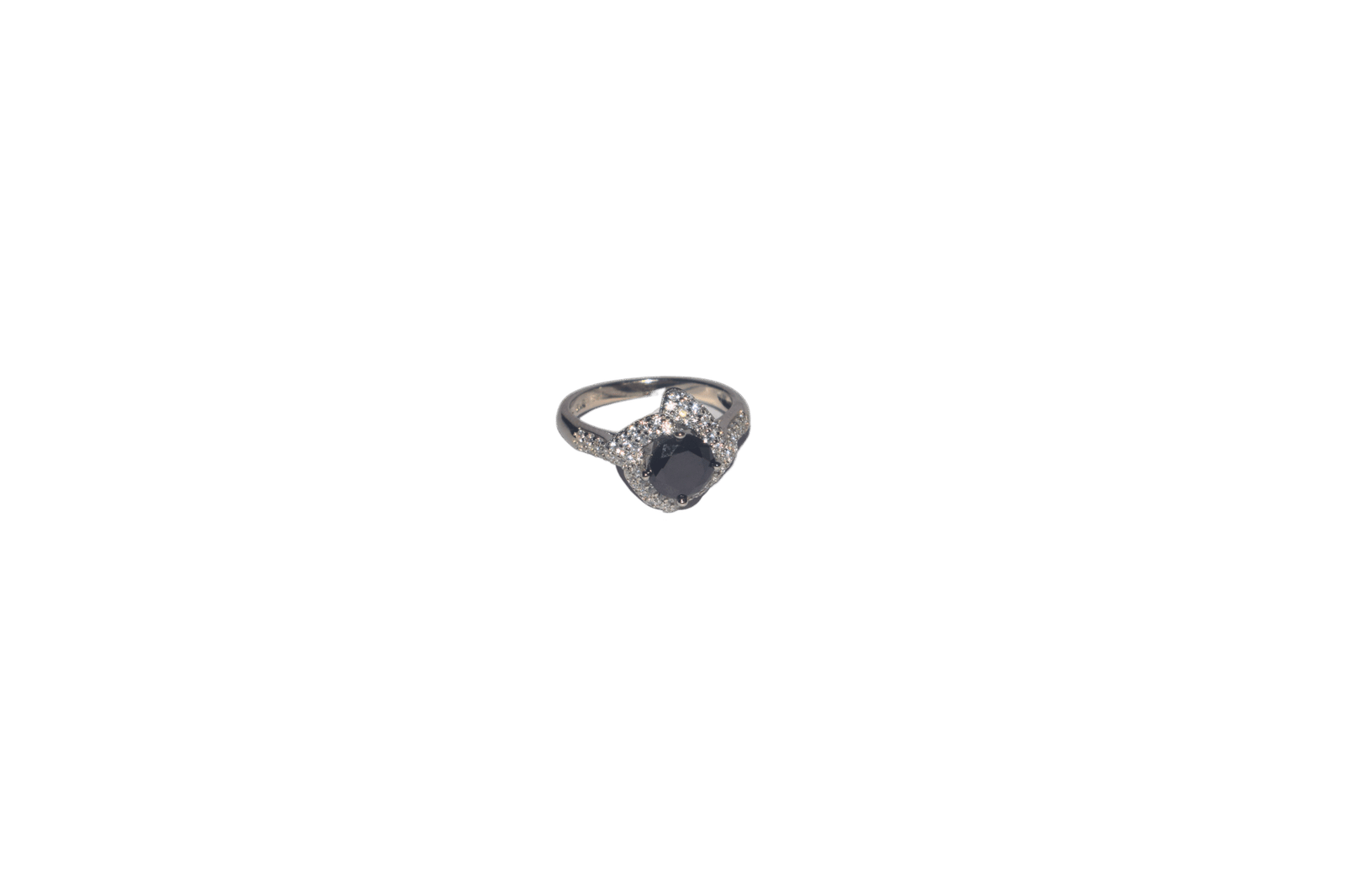 925 sterling silver ring, black stone silver ring, halo design sterling silver ring, women’s statement ring, Black Spark ring.
