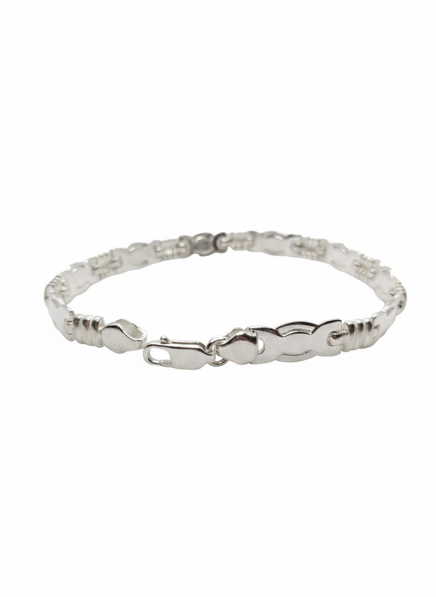 925 Sterling Silver classic chunky oval link chain bracelet "Infinity Charm".