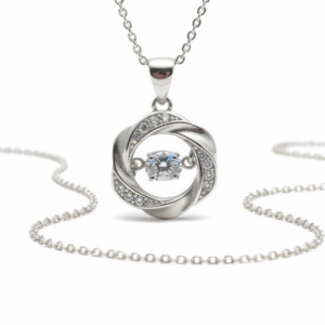 925 Sterling Silver Dancing Gemstone Pendant Necklace for Women, The Sterling Reactor Kinetic Jewelry with Chain