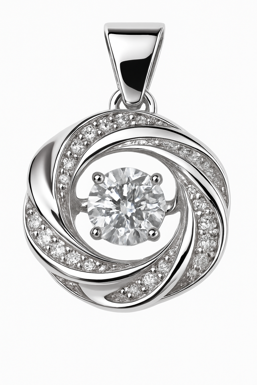 925 Sterling Silver Dancing Gemstone Pendant Necklace for Women, The Sterling Reactor Kinetic Jewelry with Chain