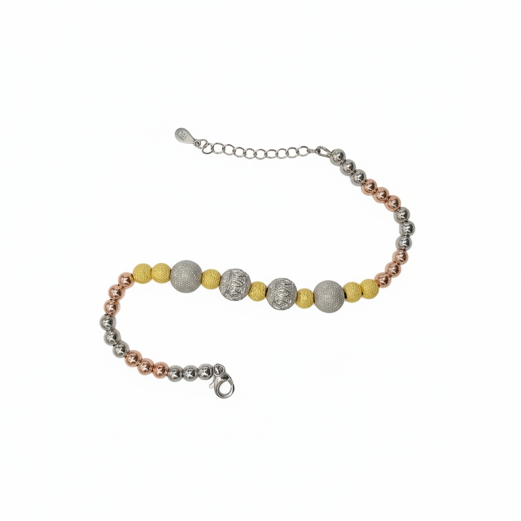 Durable women's silver link bracelet, Rolo chain design with lobster clasp.