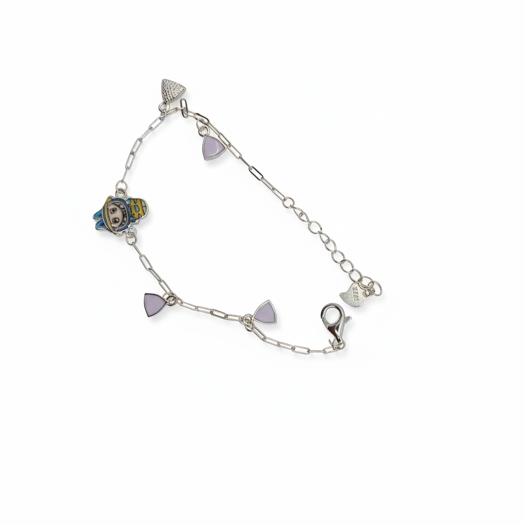 Purple Sprout 925 sterling silver baby bracelet with cute purple enamel charm and adjustable chain by Madhisha Silvers.