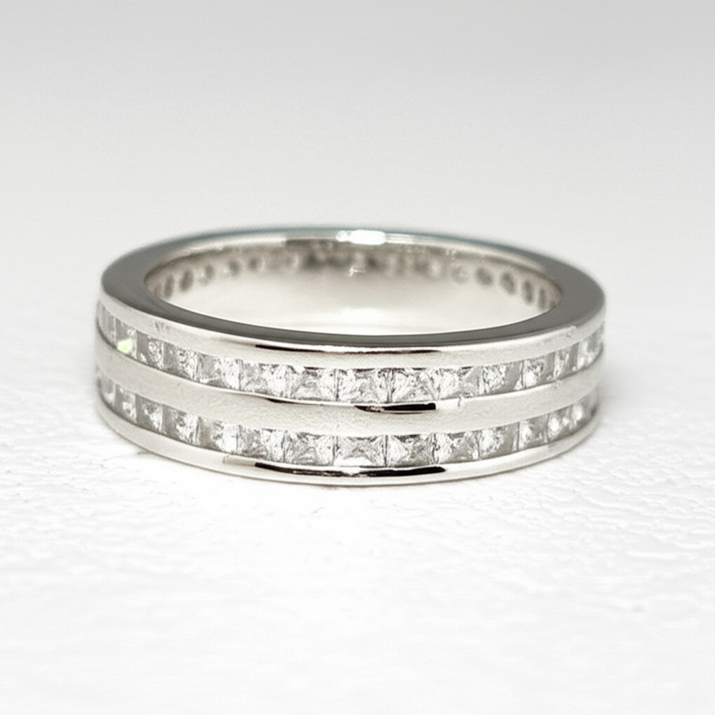 925 Sterling Silver Men's Ring "White Titan" Indian Size 21.