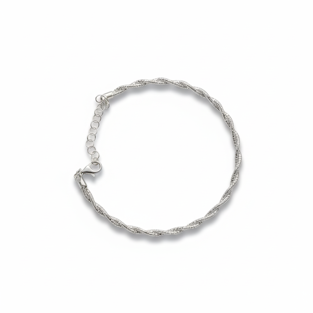Madhisha Silvers Unisex flexible sterling silver spiral design bracelet with adjustable clasp.