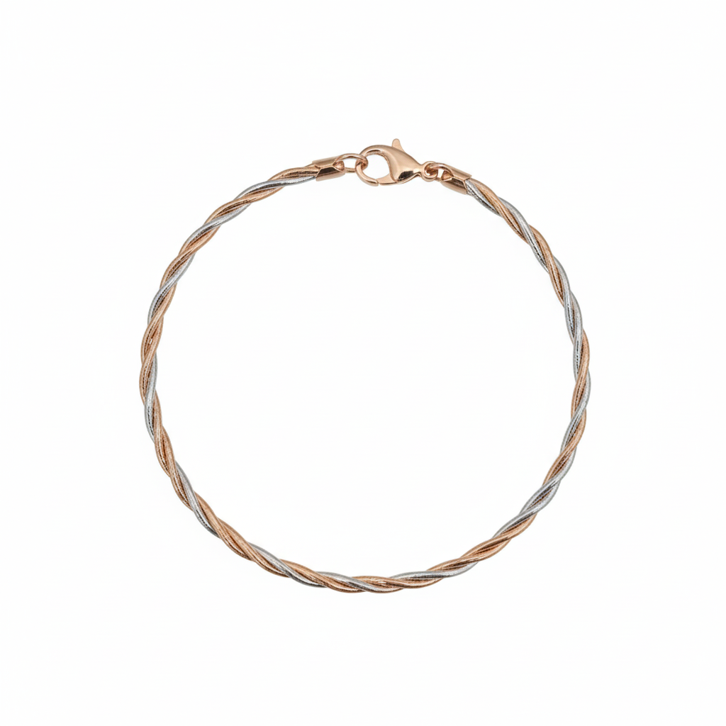 925 Sterling Silver and rose gold two-tone twisted bracelet "RoSé-ilver Spiral".