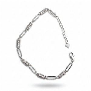 Elara Silver 925 sterling silver bracelet with zircon bar links and lobster clasp