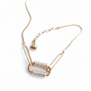 Solenne Spark 925 sterling silver rose gold bracelet with pavé bar detail