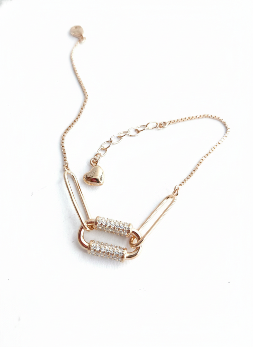 Solenne Spark 925 sterling silver rose gold bracelet with pavé bar detail