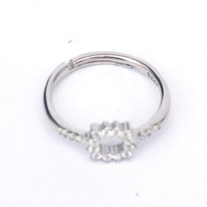 Minimal sterling silver halo ring for women Radiant Circle design
