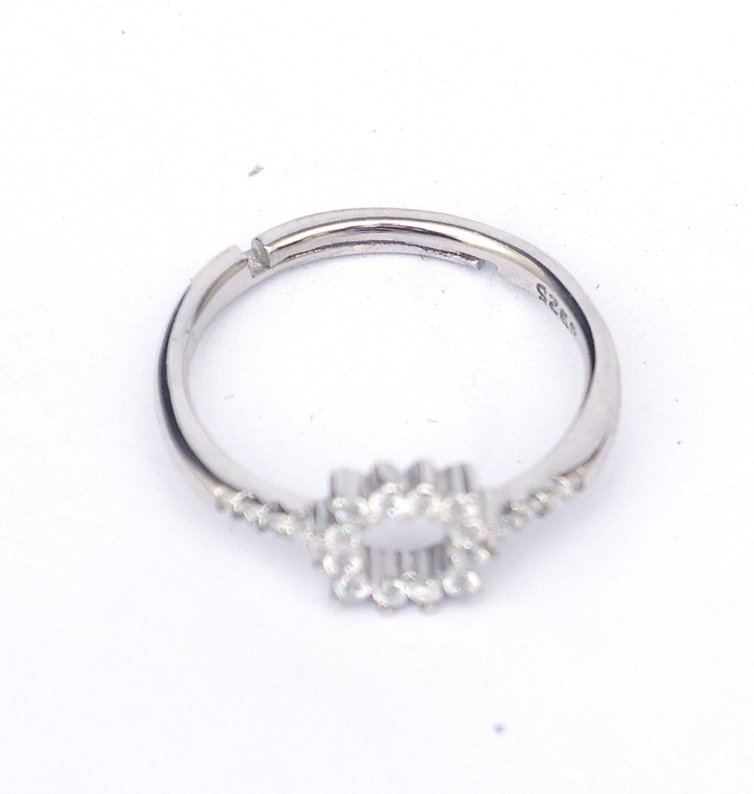 Minimal sterling silver halo ring for women Radiant Circle design
