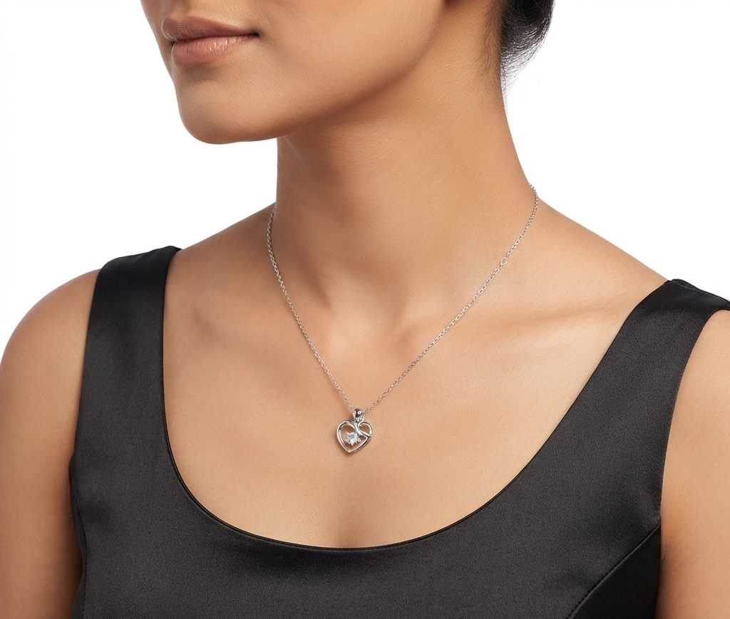 Elegant Heart of Grace 925 Sterling Silver Necklace for Women, perfect gift for birthdays, anniversaries and Valentine's Day